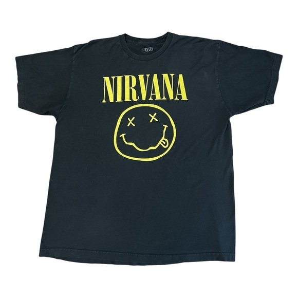 NIRVANA Other - NIRVANA Charcoal Tee with Vibrant Yellow Design